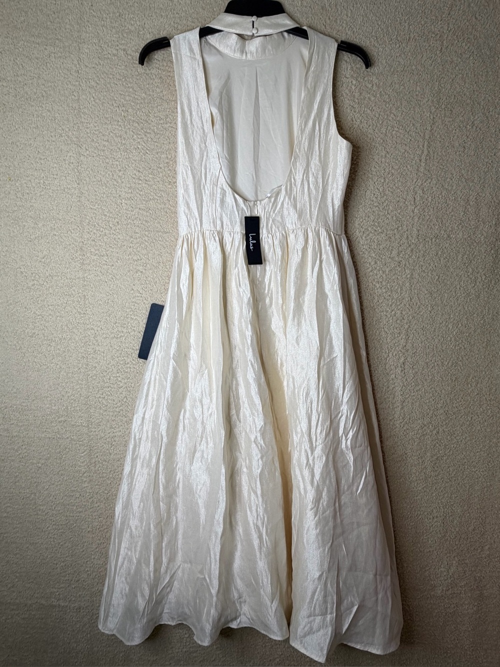 Lulus Rivia Ivory Mock Neck Cutout Midi Dress Size M NWT - Picture 8 of 13